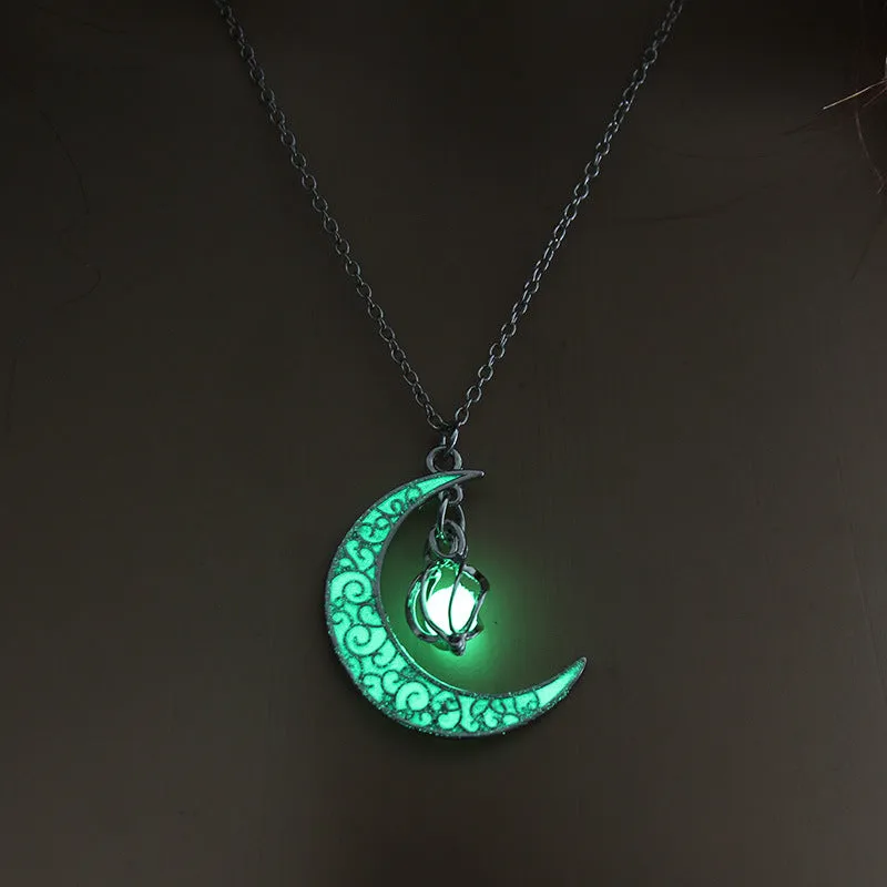 Glowing Pendant Necklaces with Silver-Plated Chain