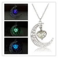 Glowing Pendant Necklaces with Silver-Plated Chain