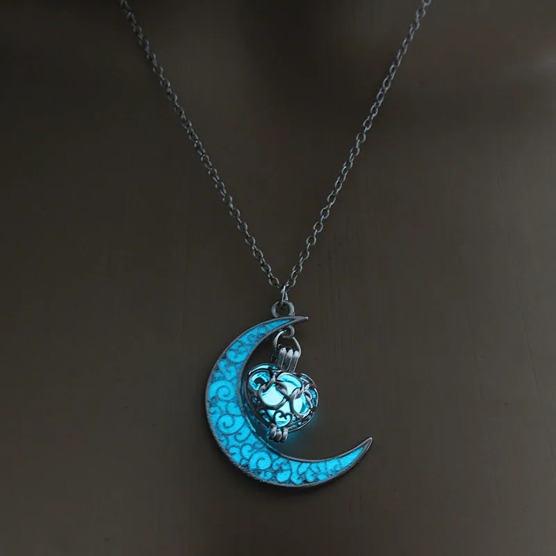 Glowing Pendant Necklaces with Silver-Plated Chain