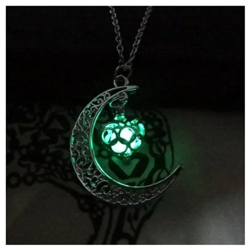 Glowing Pendant Necklaces with Silver-Plated Chain