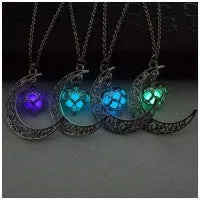 Glowing Pendant Necklaces with Silver-Plated Chain