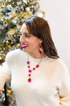 Go Time Fuchsia Stone Necklace