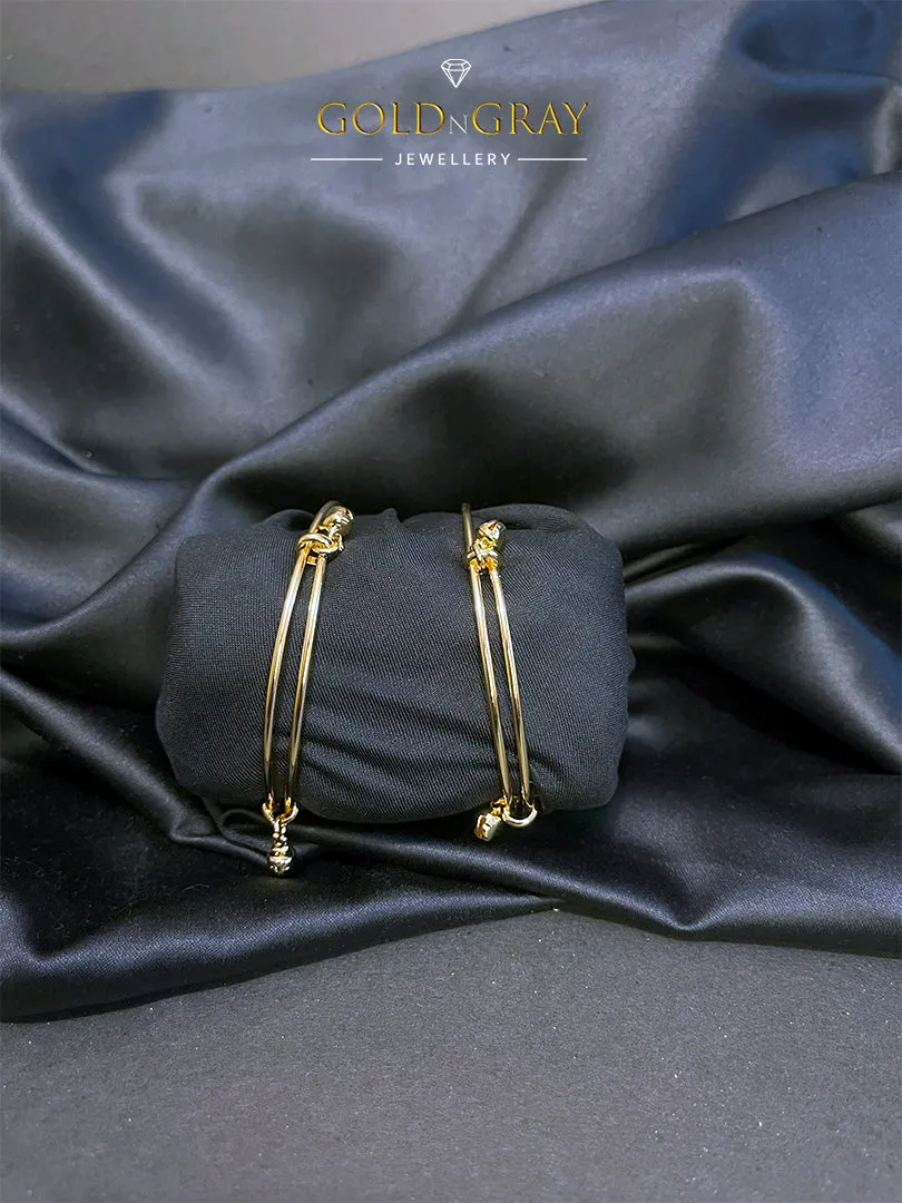 Gold Italian Charm Bangle Pair for Women