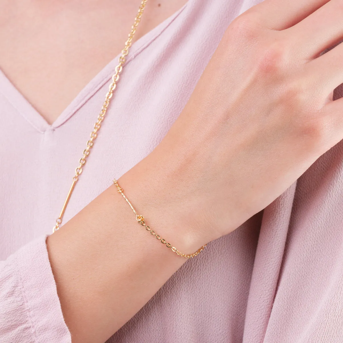 Gold Plated Twist Bar Bracelet
