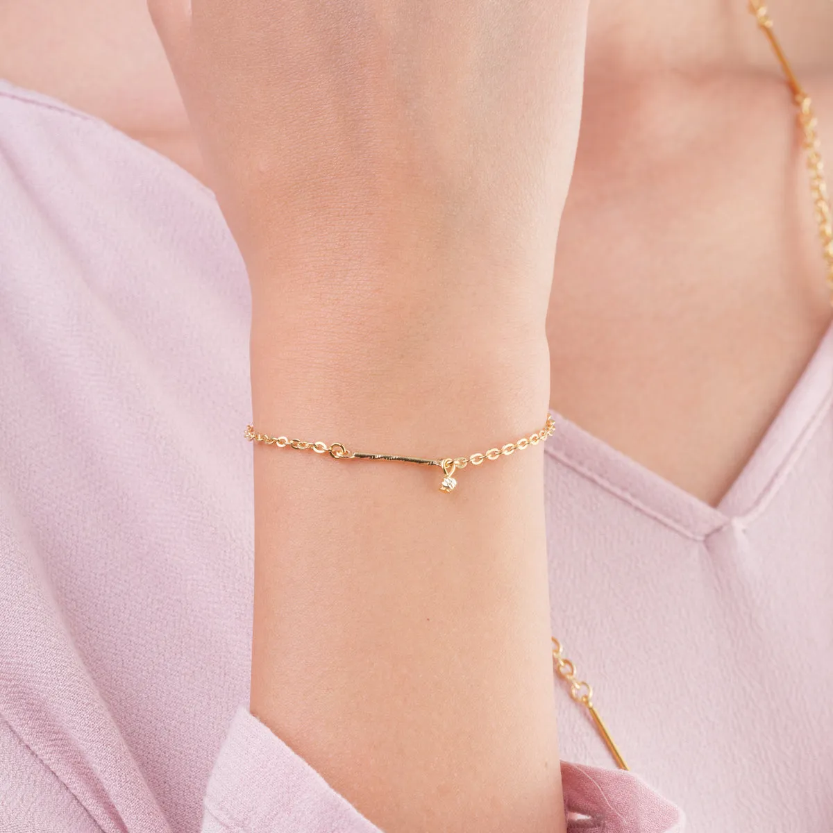 Gold Plated Twist Bar Bracelet