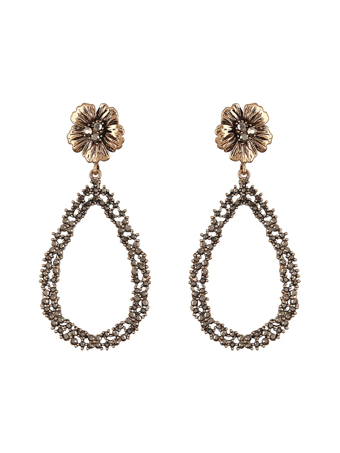 Gold-Toned & Gold Contemporary Tear Drop Earrings