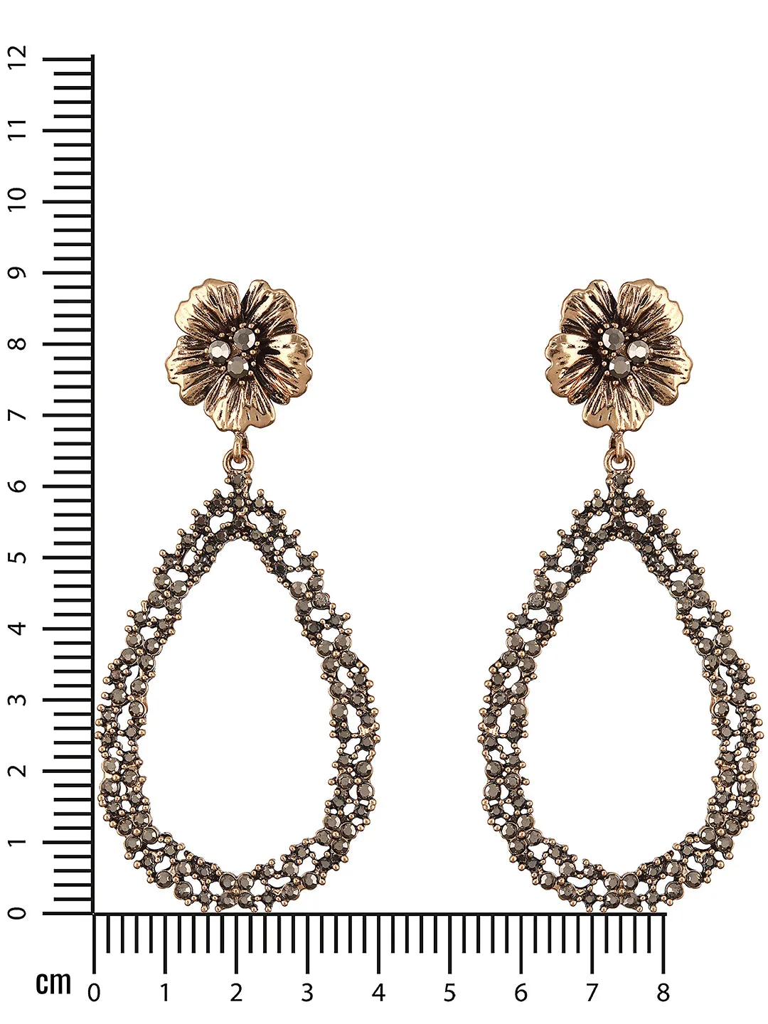 Gold-Toned & Gold Contemporary Tear Drop Earrings