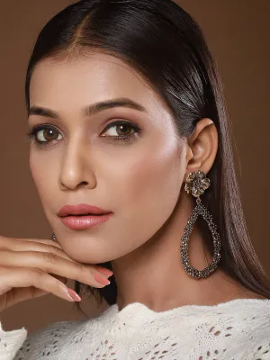 Gold-Toned & Gold Contemporary Tear Drop Earrings