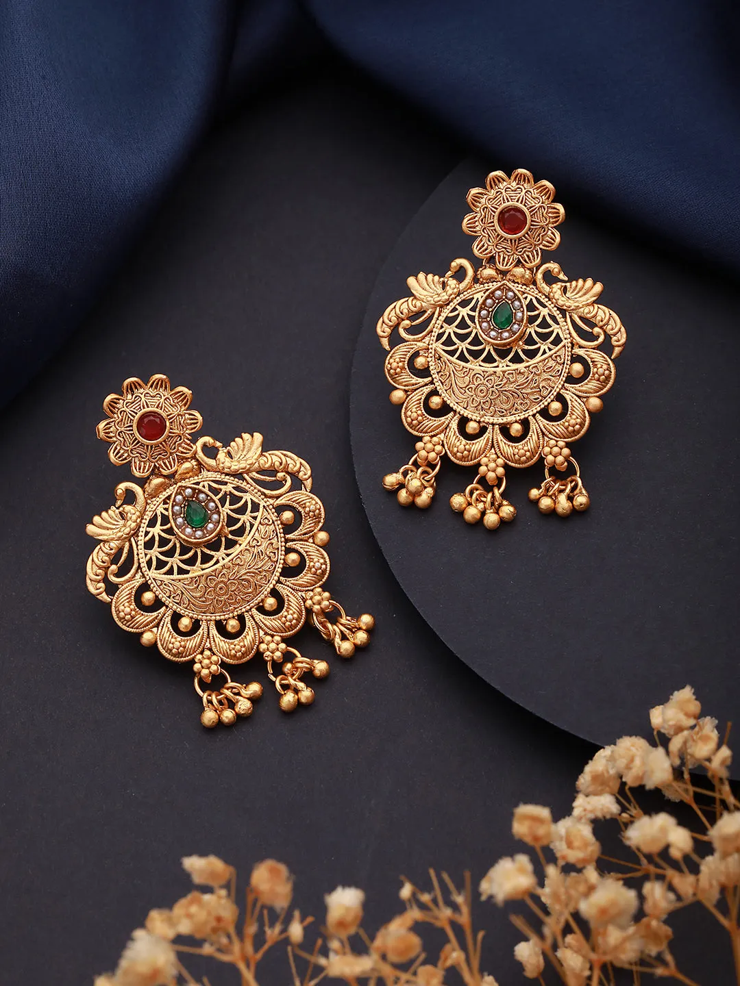Gold-Toned Contemporary Jhumkas Earrings