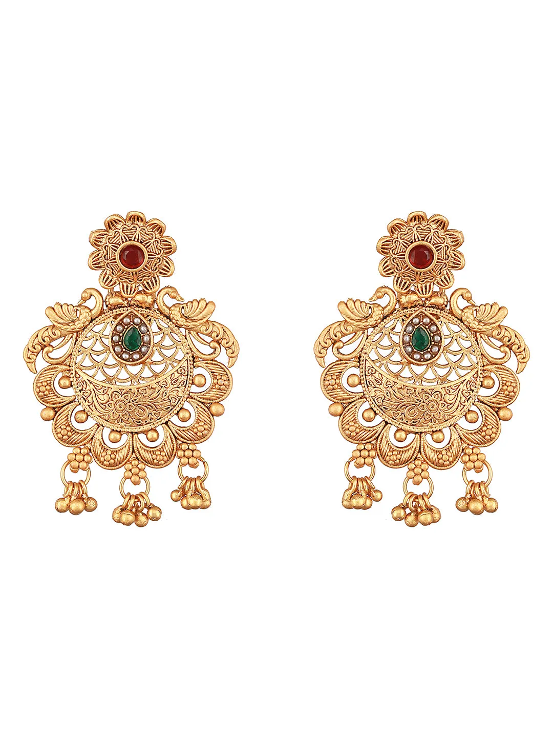 Gold-Toned Contemporary Jhumkas Earrings