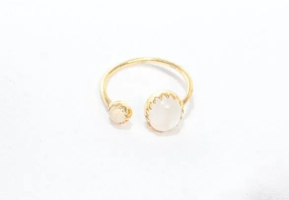 Gold Vermeil Two Stone Ring in Rainbow Moonstone