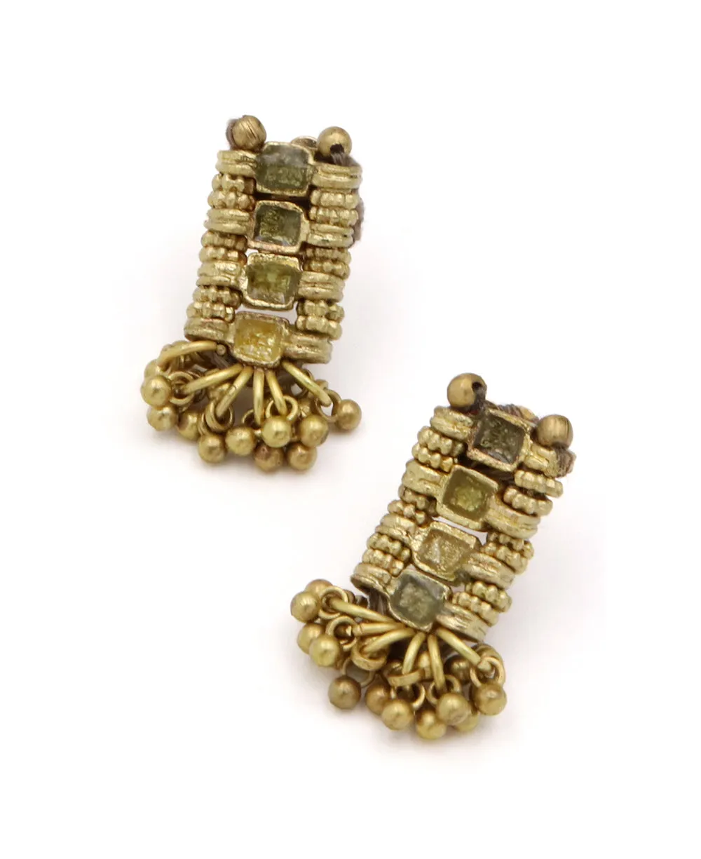 Golden Shimmy Earrings in Green