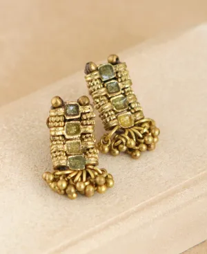 Golden Shimmy Earrings in Green