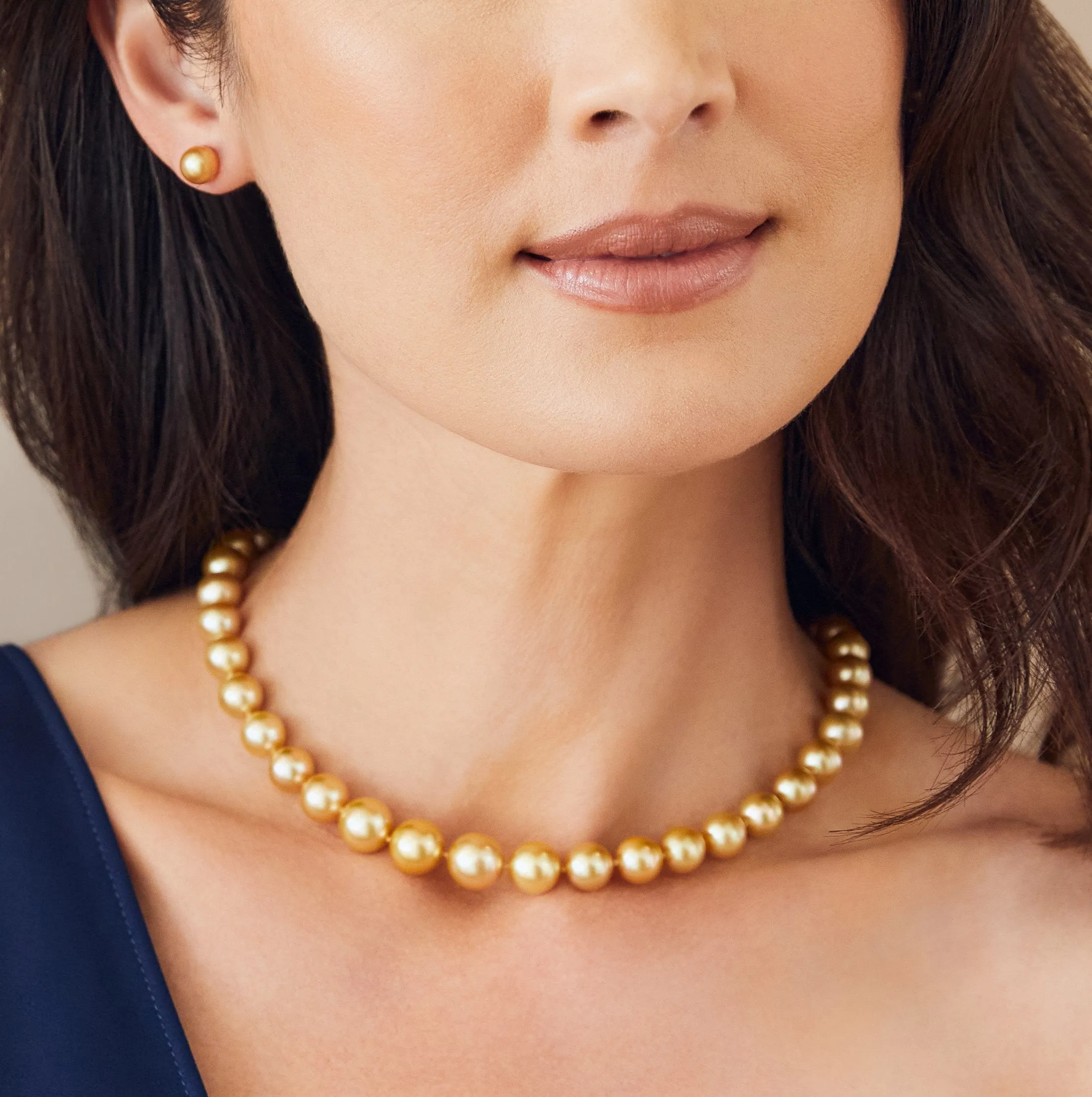 Golden South Sea Pearl Necklace, 10.0-12.0mm - AAAA Quality
