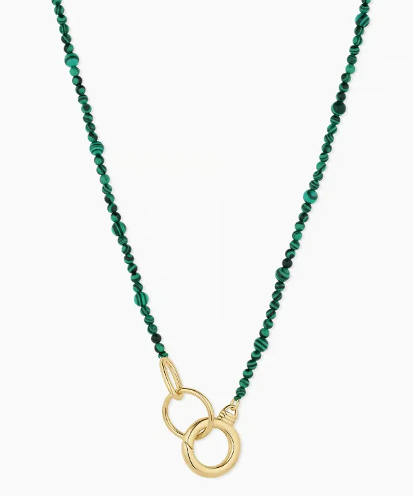 Gorjana Power Gemstone Long Beaded Necklace - Gold/Malachite