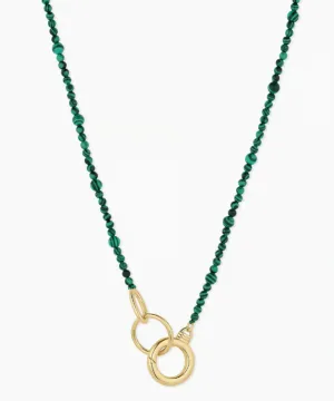 Gorjana Power Gemstone Long Beaded Necklace - Gold/Malachite