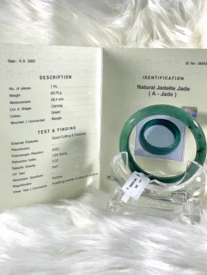 Grade A Natural Jade Bangle with certificate #36913