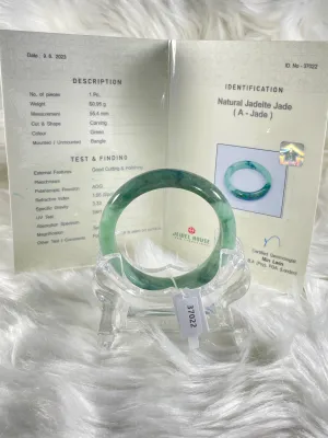 Grade A Natural Jade Bangle with certificate #37022