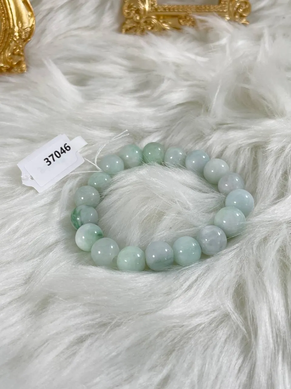 Grade A Natural Jade Beaded Bangle with certificate #37046