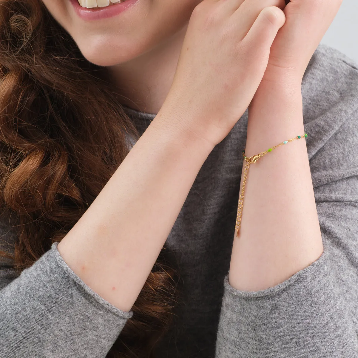 Green Beads Gold Bracelet