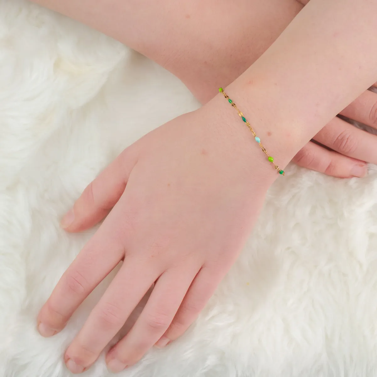Green Beads Gold Bracelet