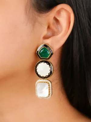 Green Color Gold Plated Contemporary Earrings - CC-EAR3MA