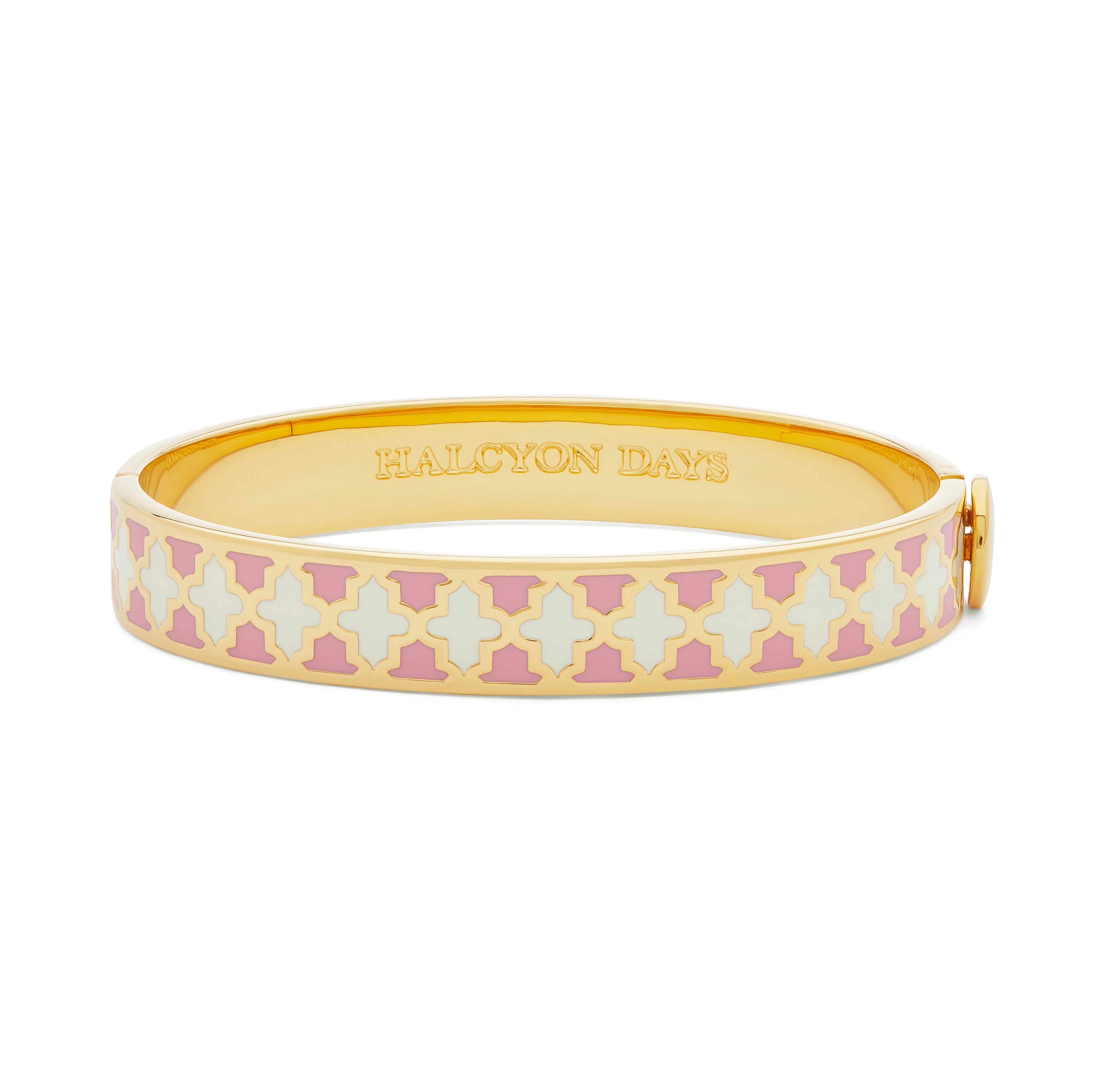 Halcyon Days 1cm Agama - Pale Pink & Cream - Gold - Hinged Bangle