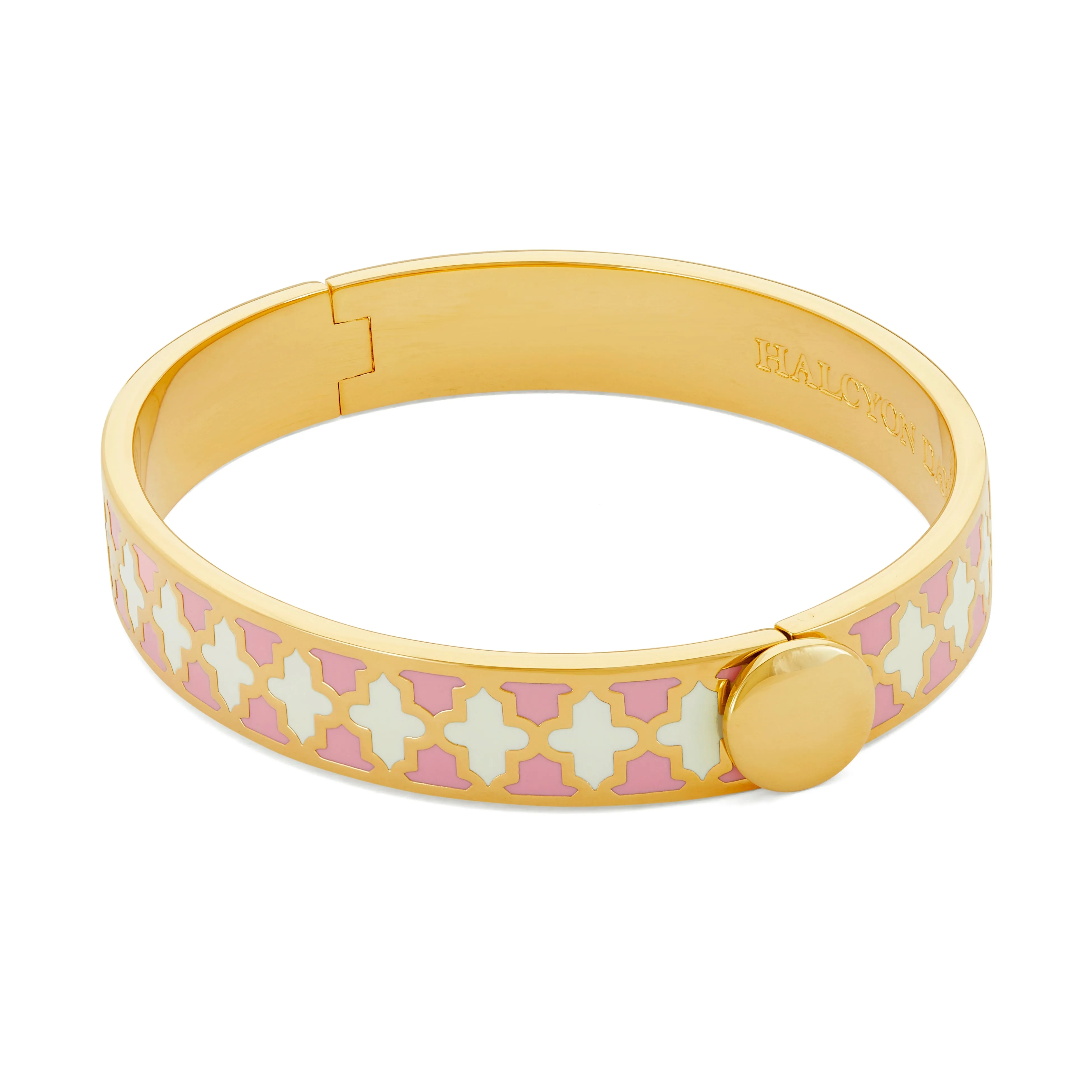Halcyon Days 1cm Agama - Pale Pink & Cream - Gold - Hinged Bangle