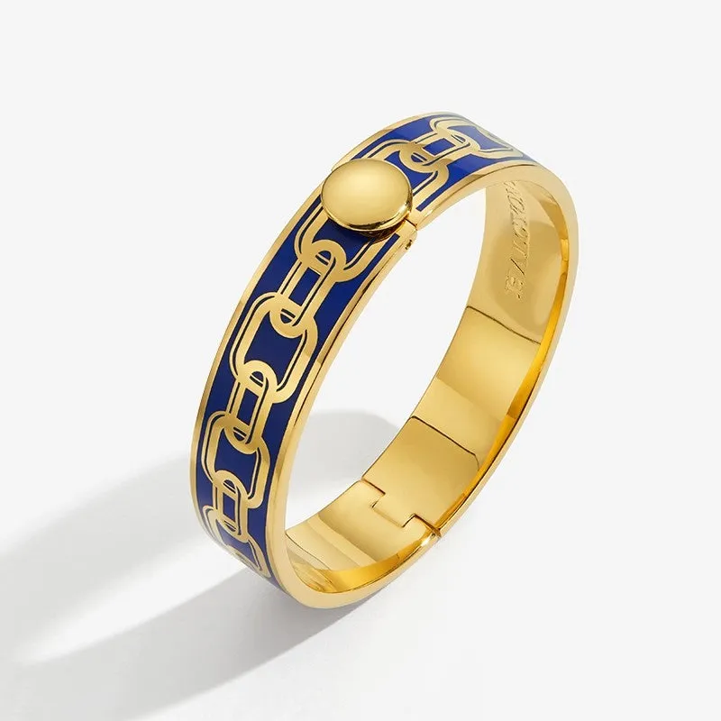 Halcyon Days "Chain Deep Cobalt & Gold" Bangle