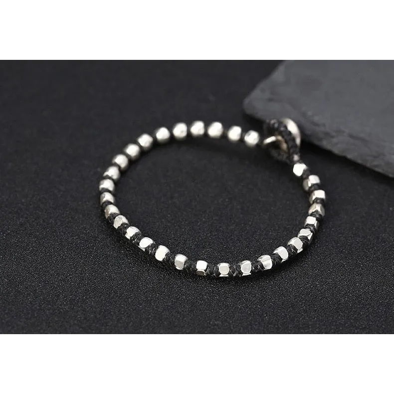 Handmade S925 Silver & Leather Rope Bracelet