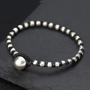 Handmade S925 Silver & Leather Rope Bracelet