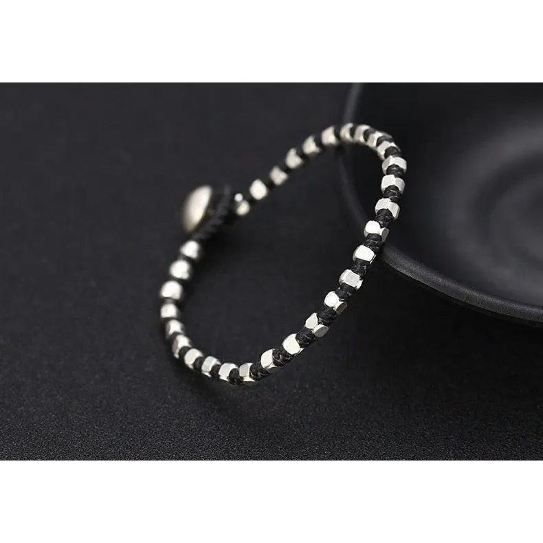 Handmade S925 Silver & Leather Rope Bracelet