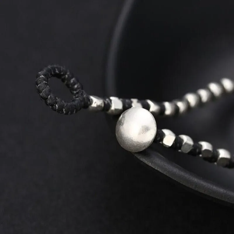 Handmade S925 Silver & Leather Rope Bracelet