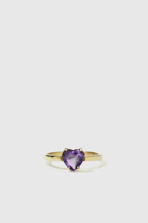 Heart Jewel Ring - Gold Plated / Amethyst