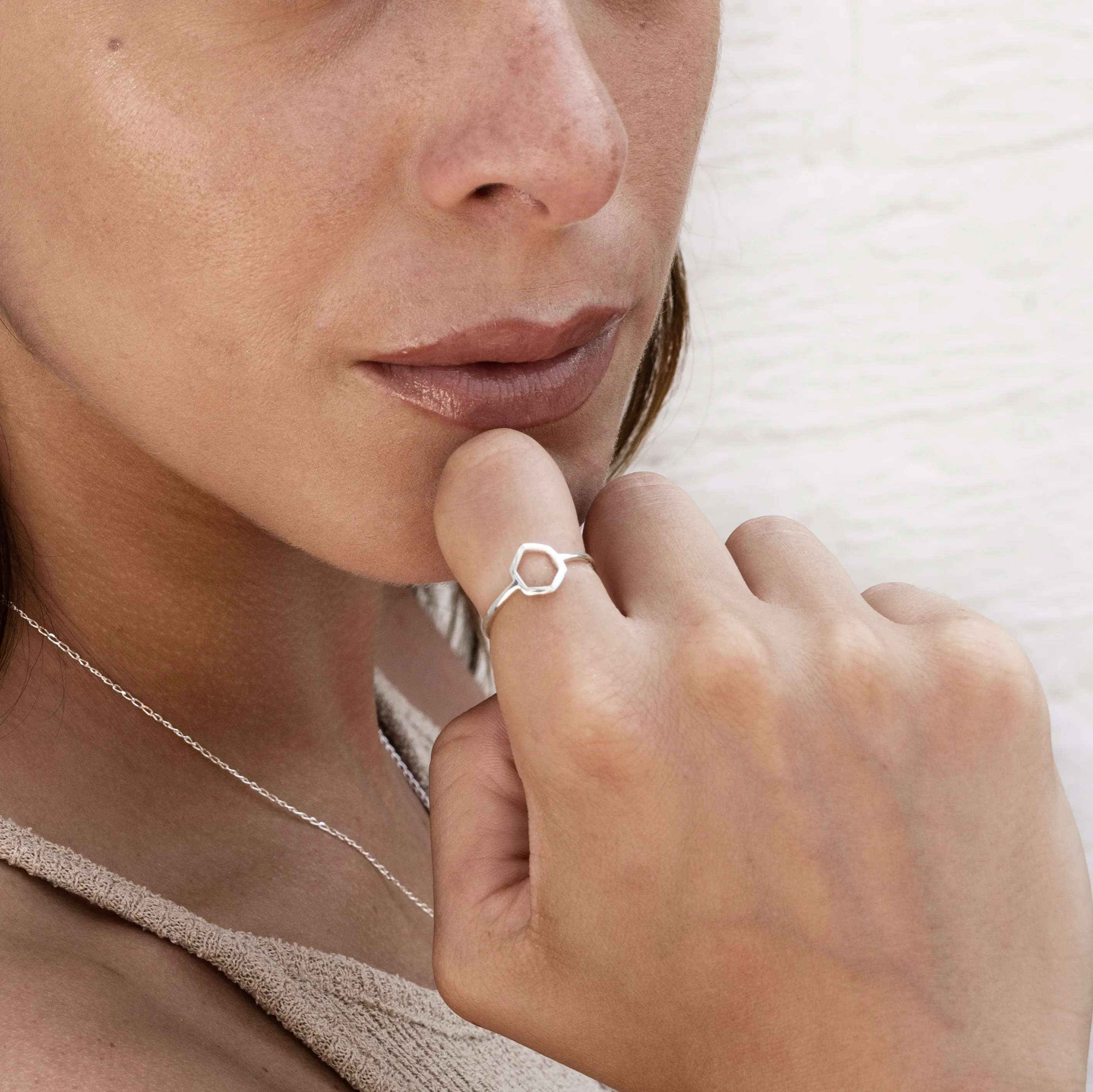 Hexagon Silver Ring