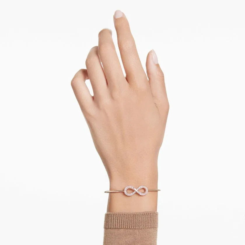 Hyperbola White Rose Gold-tone Plated Infinity Bangle 5679443