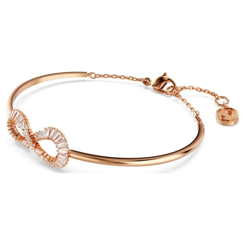 Hyperbola White Rose Gold-tone Plated Infinity Bangle 5679443