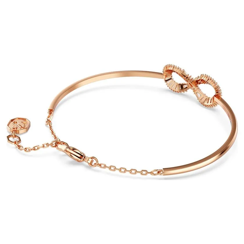 Hyperbola White Rose Gold-tone Plated Infinity Bangle 5679443