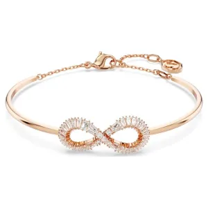 Hyperbola White Rose Gold-tone Plated Infinity Bangle 5679443