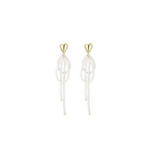 Intaglio Pearl Cluster Drop Gold Earrings