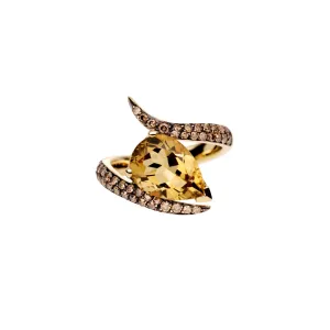 Interlocking Aurora Ring - 18ct Yellow Gold & 3.52ct Champagne Quartz