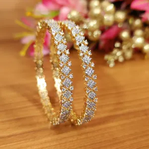 INTRICATE DIAMOND PATTERN CZ GOLD PLATED BANGLES