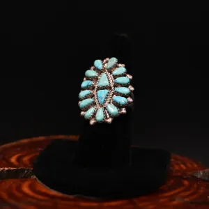 Kingman Turquoise Oval Ring with Small Stones