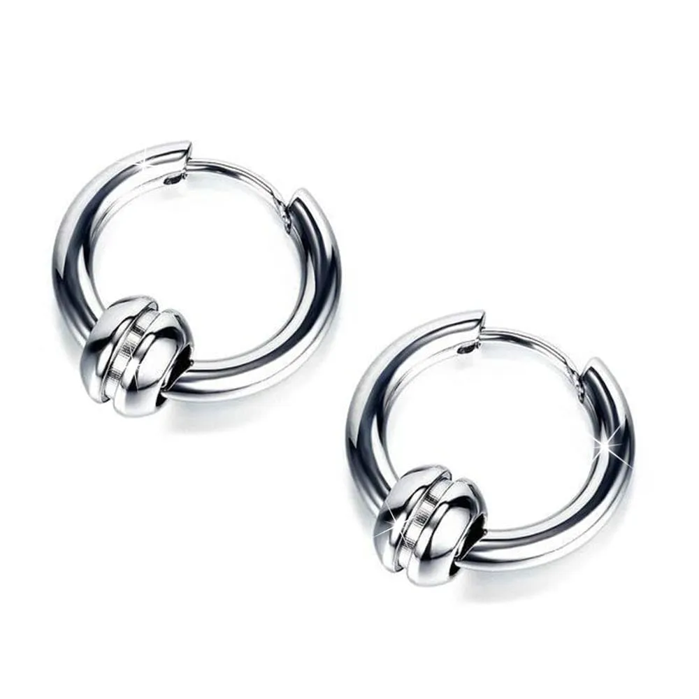 Klovi Round Bead White Gold Layered Earrings