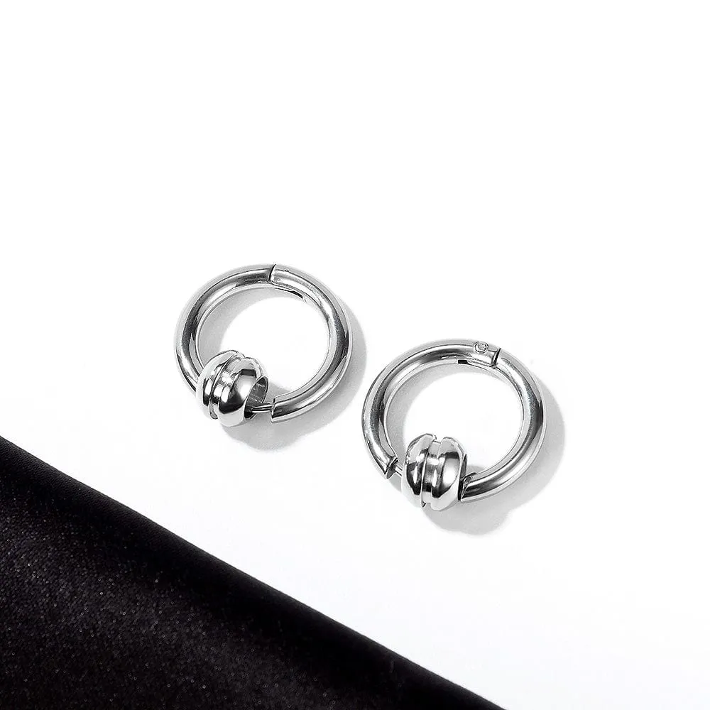 Klovi Round Bead White Gold Layered Earrings