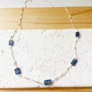 Kyanite Segmented Short Necklace in Gold or Silver (17 inches)