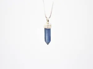 Kyanite Ultra Mini Crystal Point Necklace Adj Chain .925