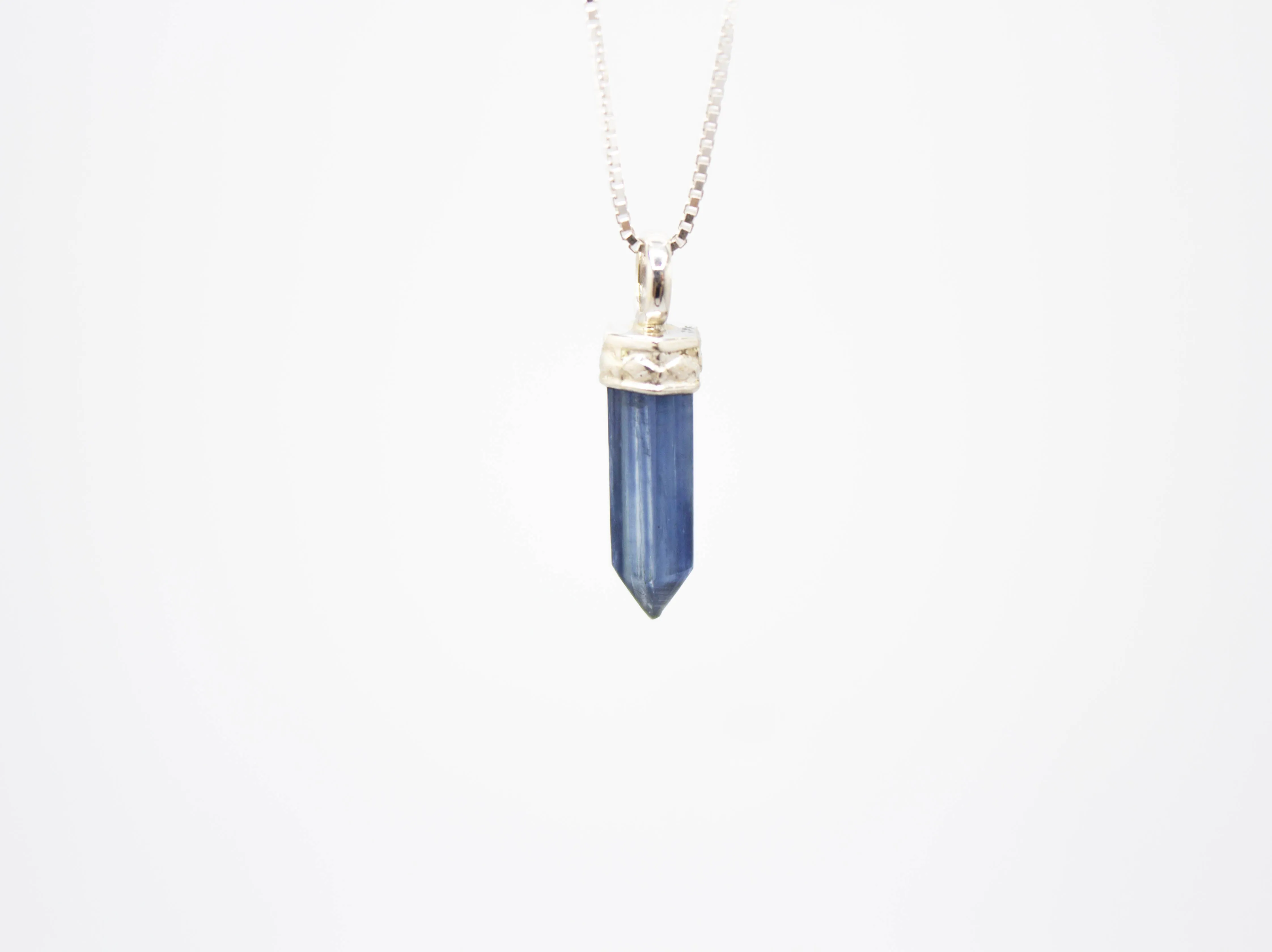 Kyanite Ultra Mini Crystal Point Necklace Adj Chain .925