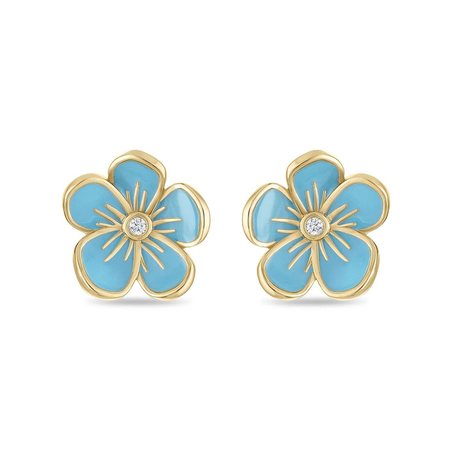 Large Florette Studs in Blue