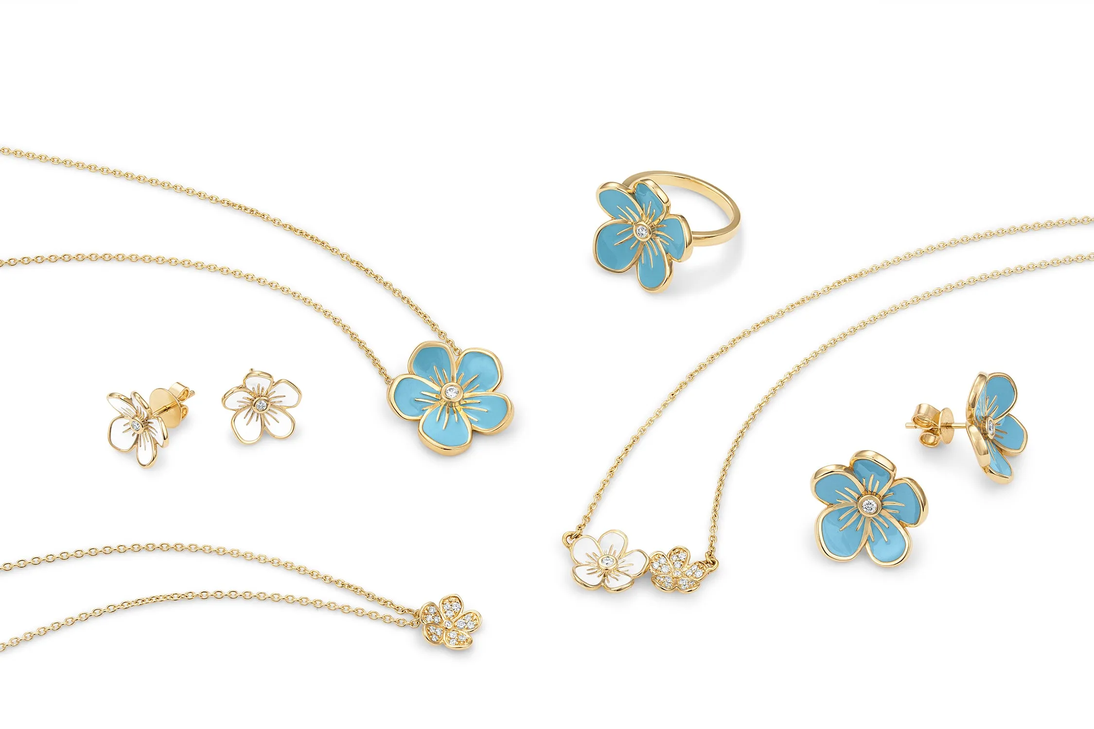 Large Florette Studs in Blue